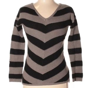Maurices Black and Gray Chevron Hi-Lo Sweater
